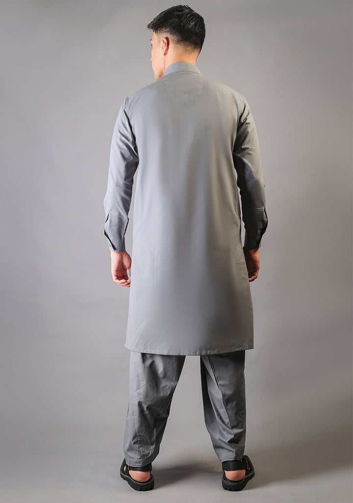 Basic Cotton Neutral Gray Classic Fit Suit