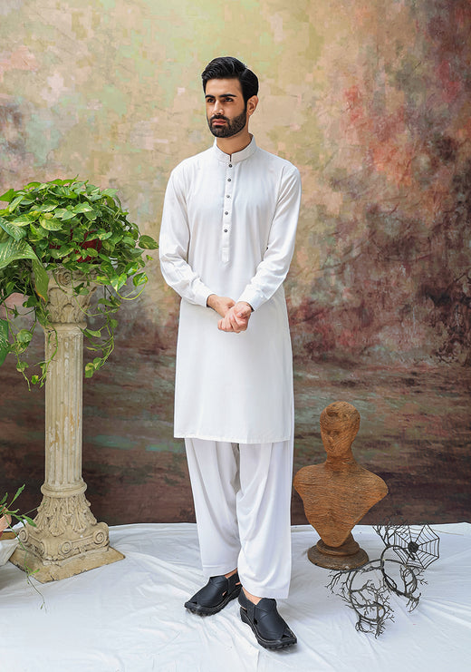 Ayuthia Cloud Dancer Slim Fit Plain Kameez Shalwar