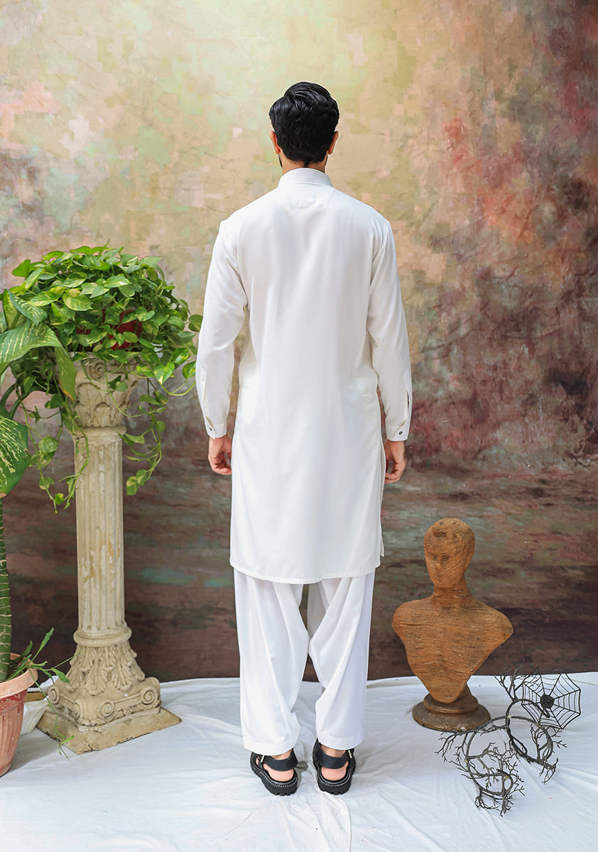 Ayuthia Cloud Dancer Slim Fit Plain Kameez Shalwar