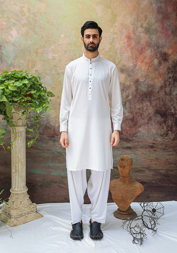 Ayuthia Cloud Dancer Slim Fit Plain Kameez Shalwar