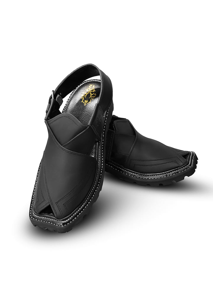 Black Leather Peshawari Sandal