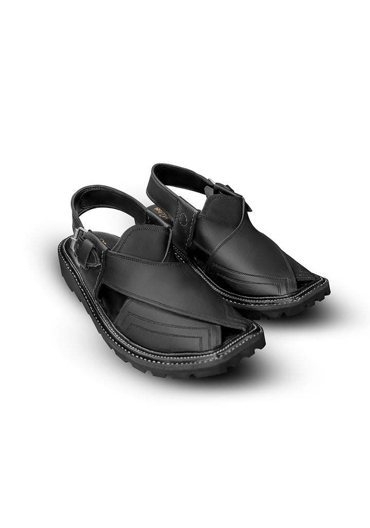Black Leather Peshawari Sandal