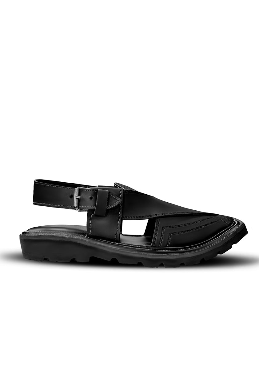 Black Leather Peshawari Sandal