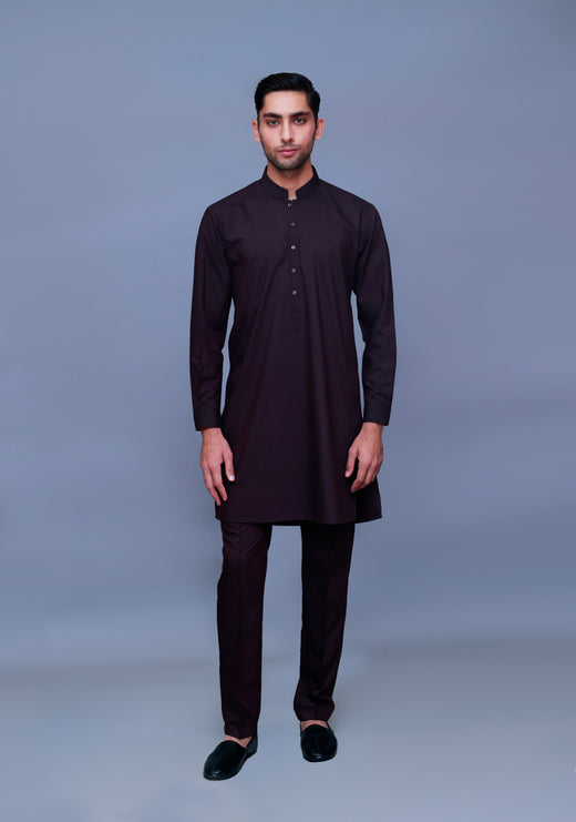 Basic Poly Viscose Maluki Seal Brown Slim Fit Suit