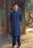 Basic Poly Viscose Dark Sapphire  Classic Fit Embroidered Suit