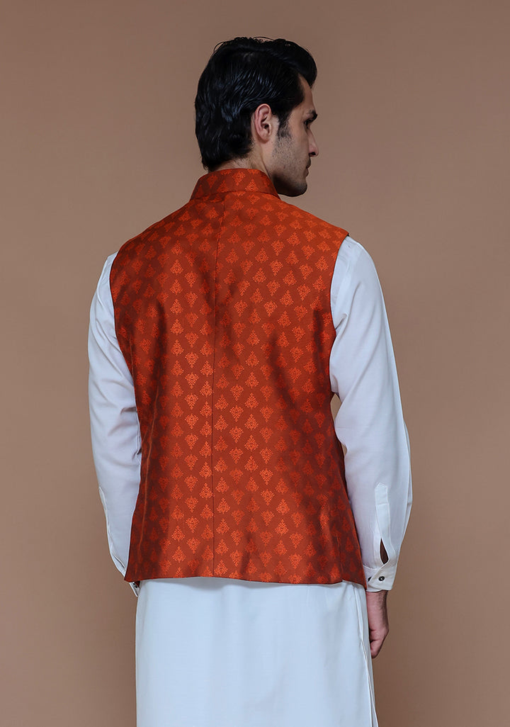 Jamawar Rust Traditional Waistcoat