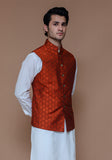 Classic Jamawar Rust Traditional Waistcoat