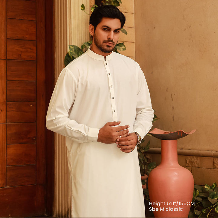 Classic Fit Band Collar Plain Suit
