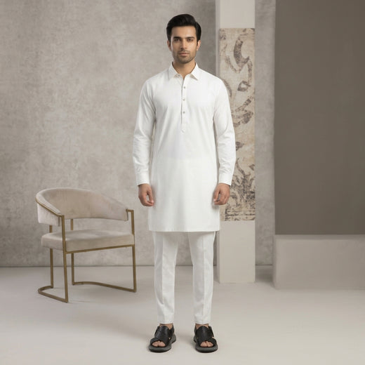 Slim Fit Shirt Collar Plain Kurta Pajama