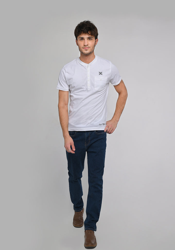 Henley Pocket White T-Shirt