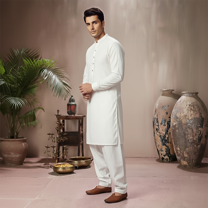 Poly Viscose Cloud Dancer Slim Fit Suit