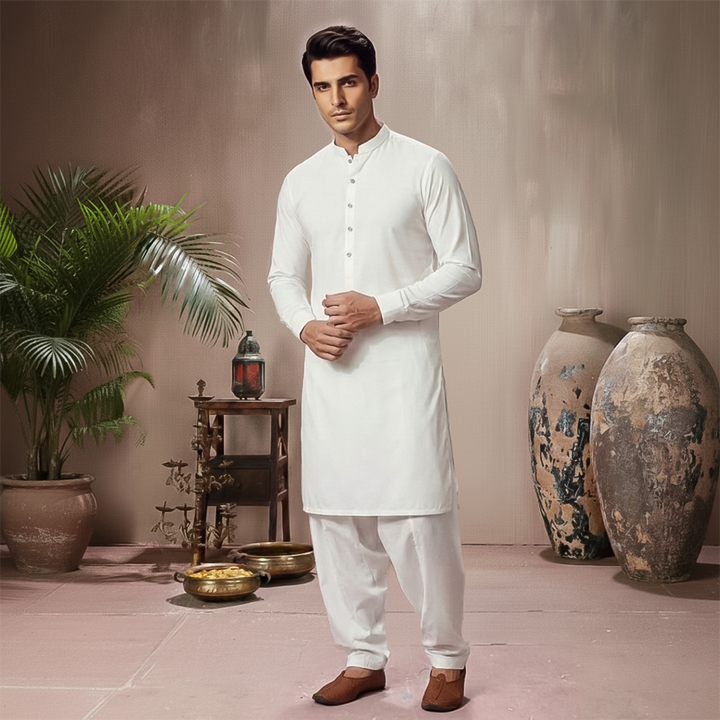 Poly Viscose Cloud Dancer Slim Fit Suit