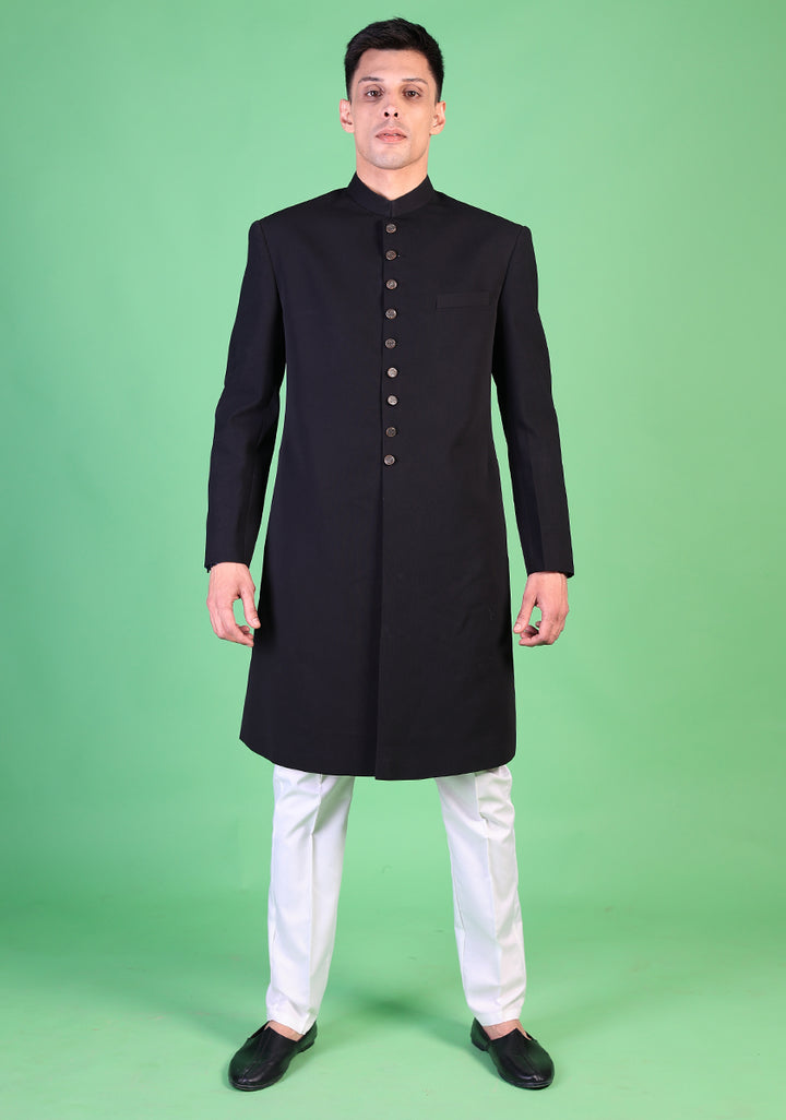 Georgette Tap Shoe Traditional Slightly Defected Plain Sherwani