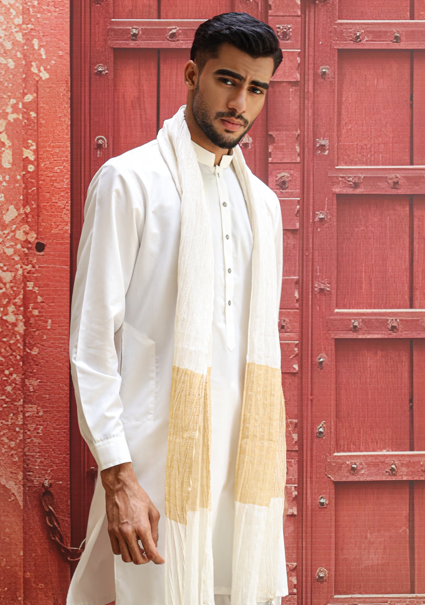 Jamawar Bright White Stole
