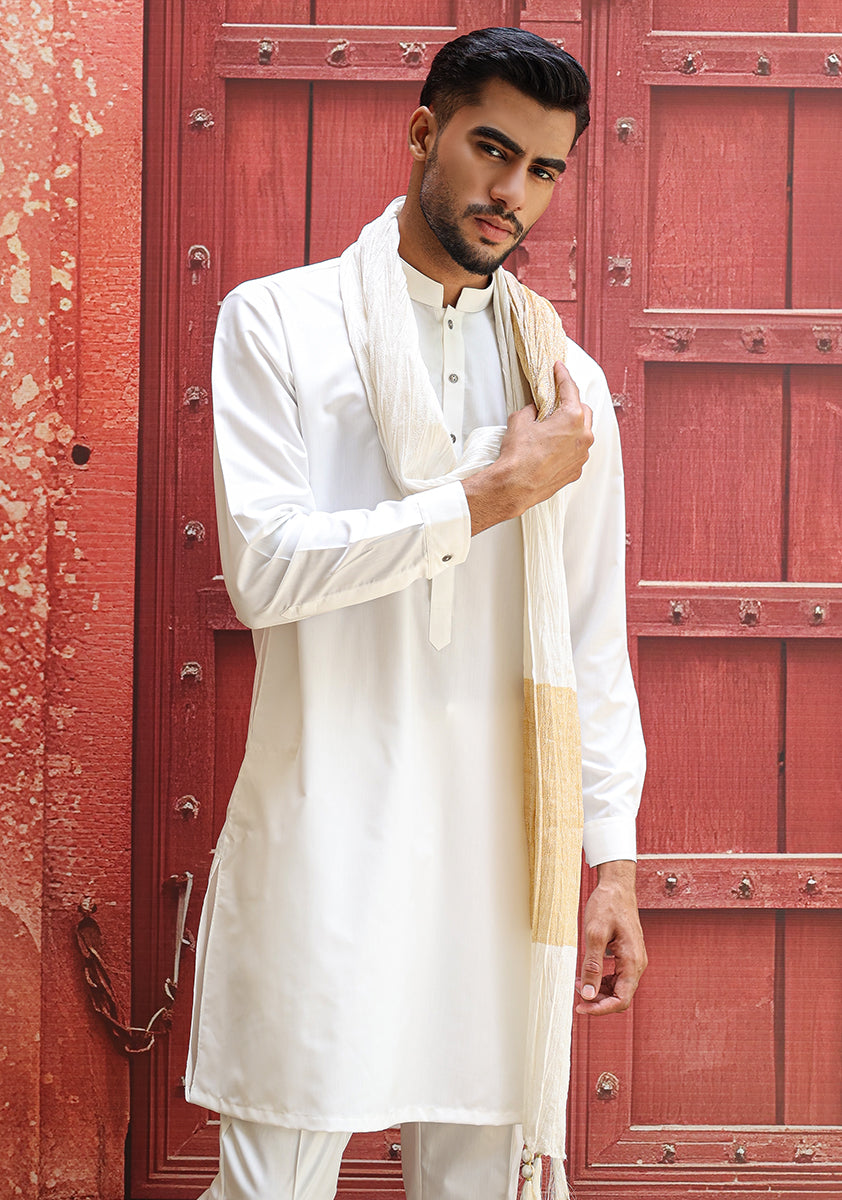Jamawar Bright White Stole