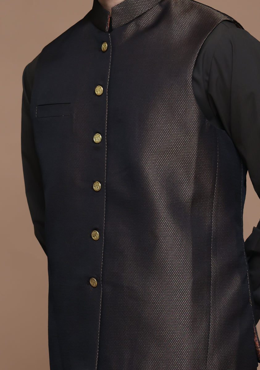 Jamawar Brown Traditional Waistcoat