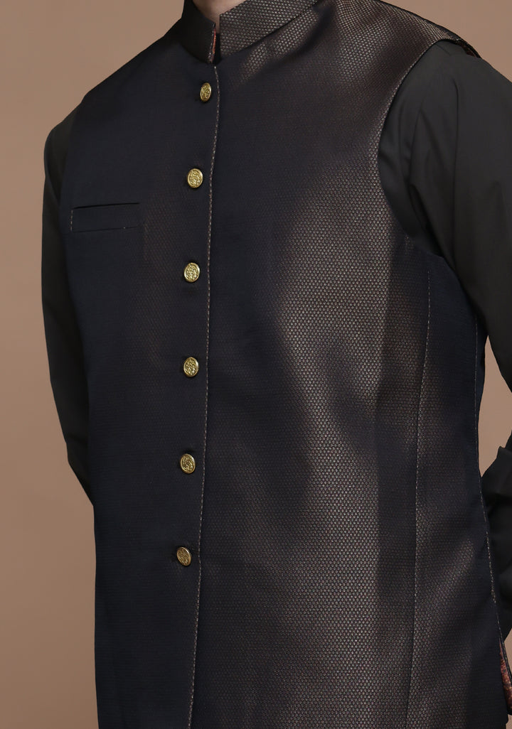 Jamawar Brown Traditional Waistcoat