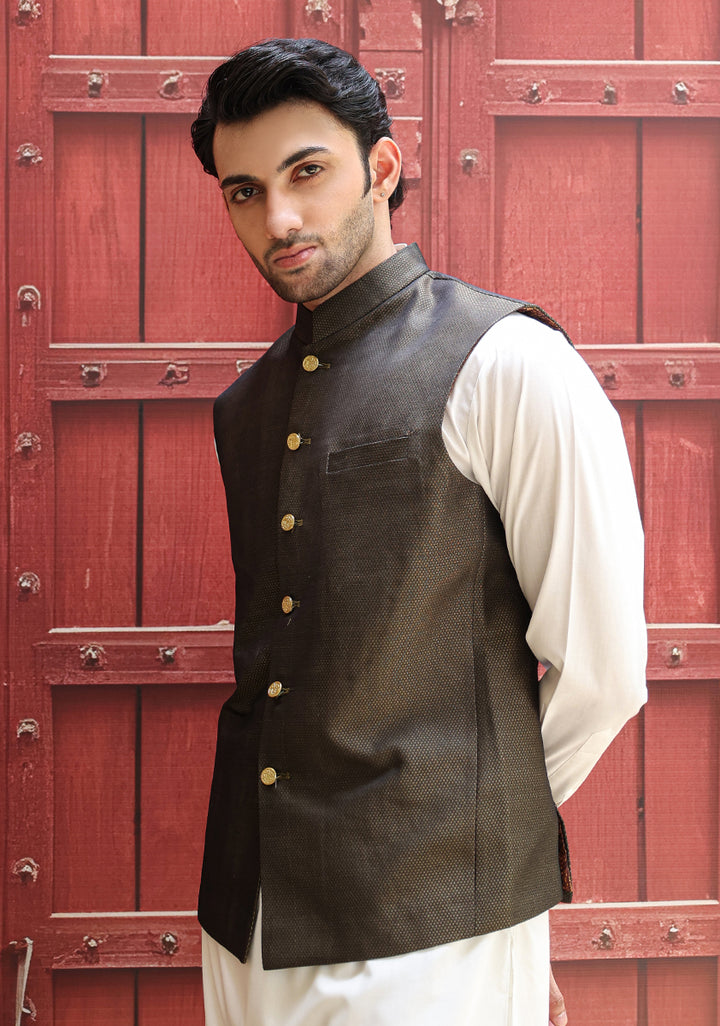 Jamawar Green Traditional Waistcoat