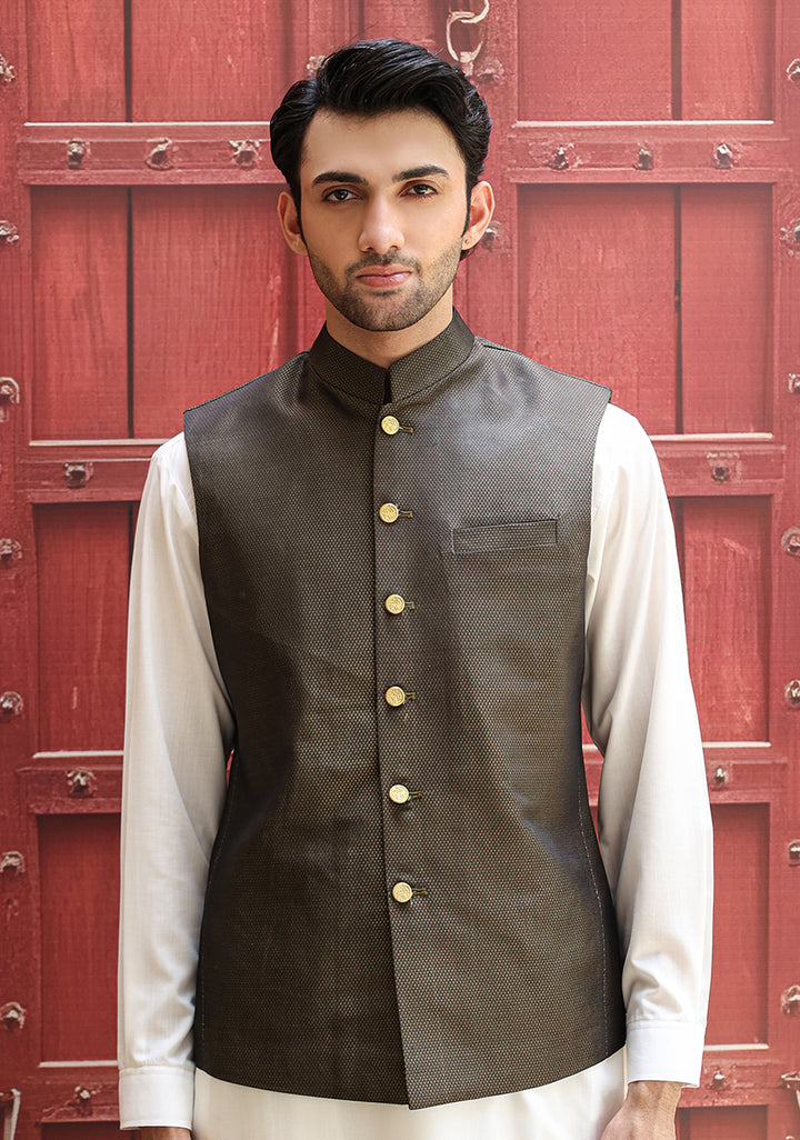 Jamawar Green Traditional Waistcoat