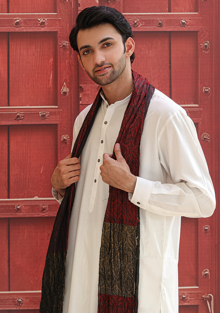 Jamawar Haute Red Stole