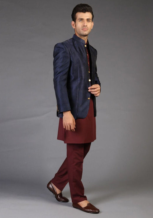 Jamawar Navy Blazer Slightly Defected Plain Jacket
