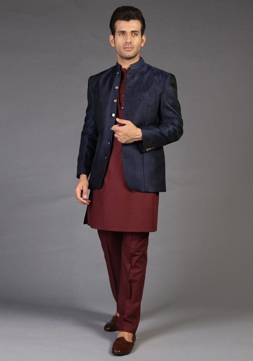 Jamawar Navy Blazer Slightly Defected Plain Jacket