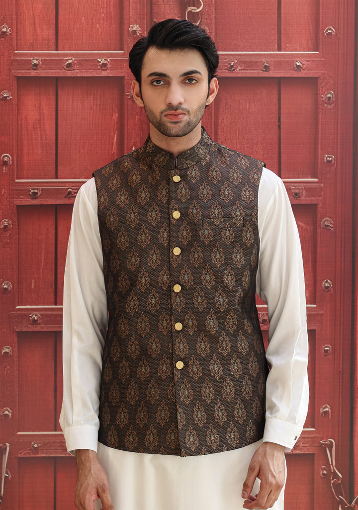 Jamawar Purple Traditional Waistcoat