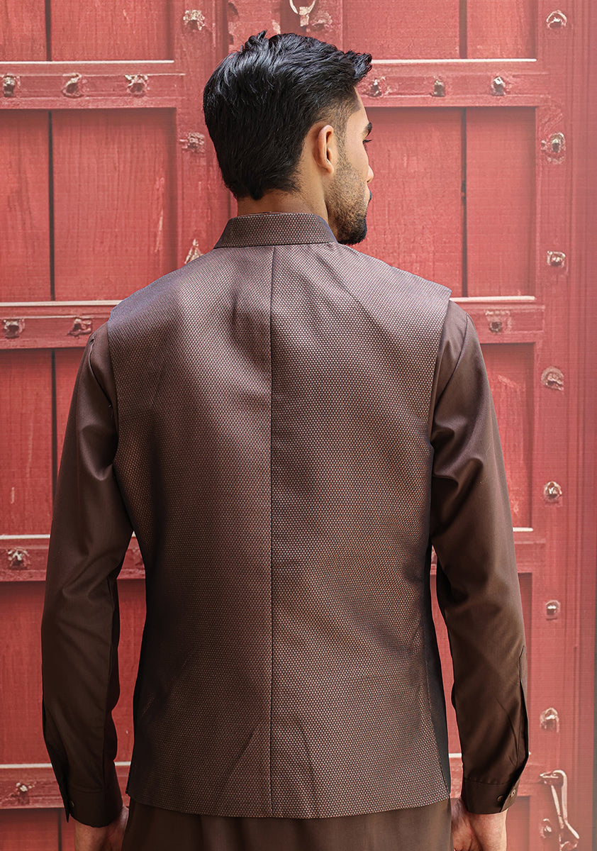 Jamawar Purple Traditional Waistcoat