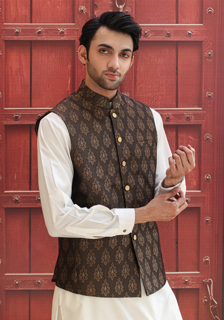 Jamawar Purple Traditional Waistcoat