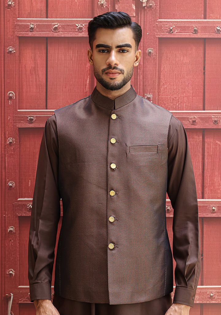 Jamawar Purple Traditional Waistcoat