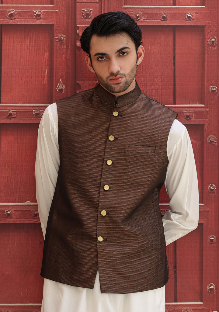Jamawar Rust Traditional Waistcoat