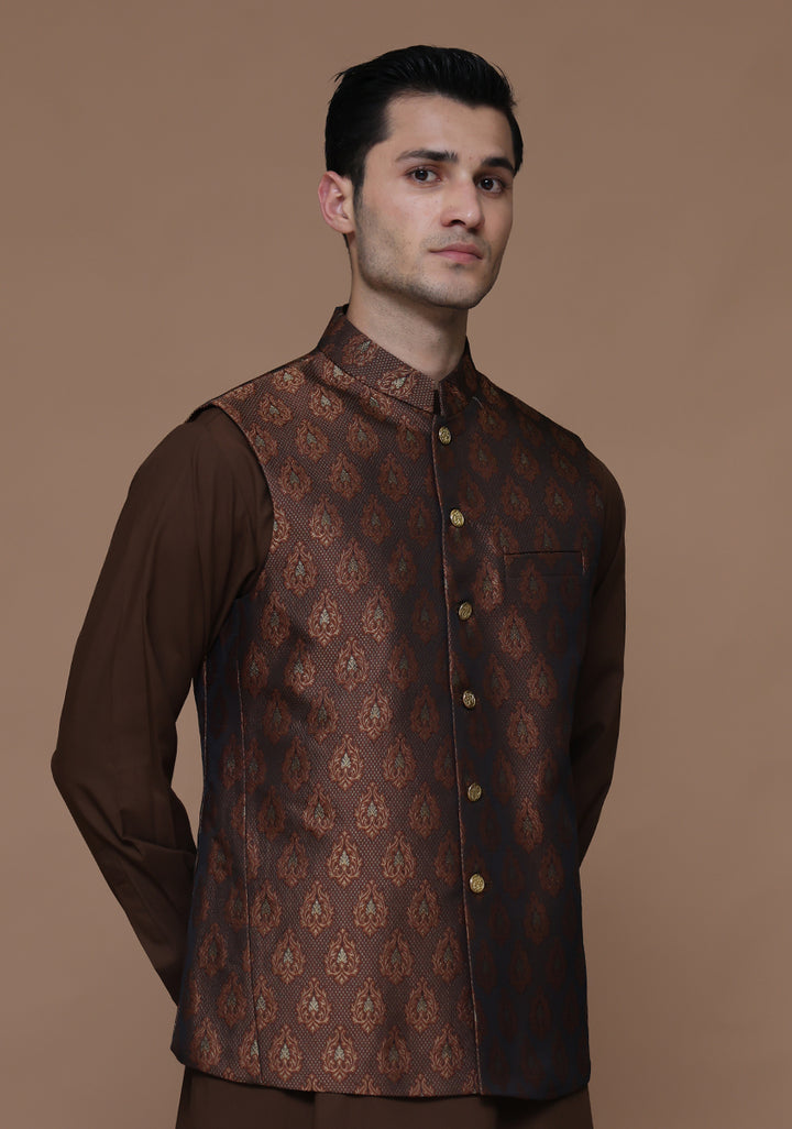 Jamawar Rust Traditional Waistcoat