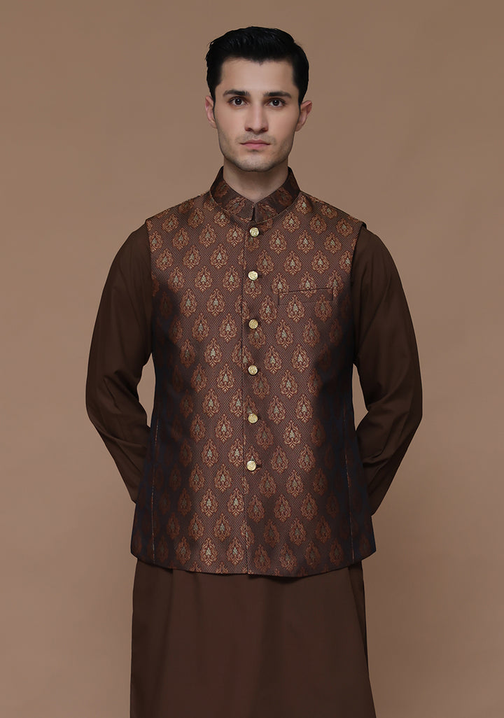 Jamawar Rust Traditional Waistcoat