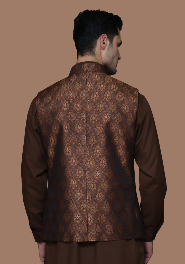 Jamawar Rust Traditional Waistcoat