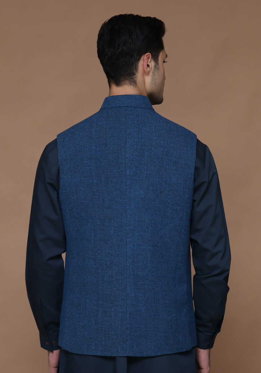 Jute Baleine Blue Traditional Waistcoat