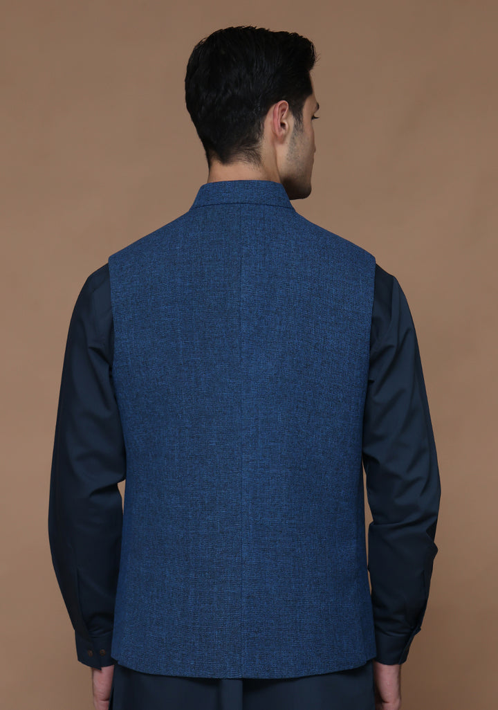 Jute Baleine Blue Traditional Waistcoat