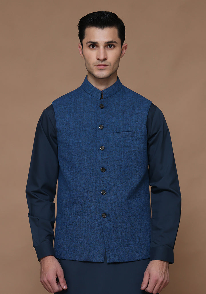 Jute Baleine Blue Traditional Waistcoat