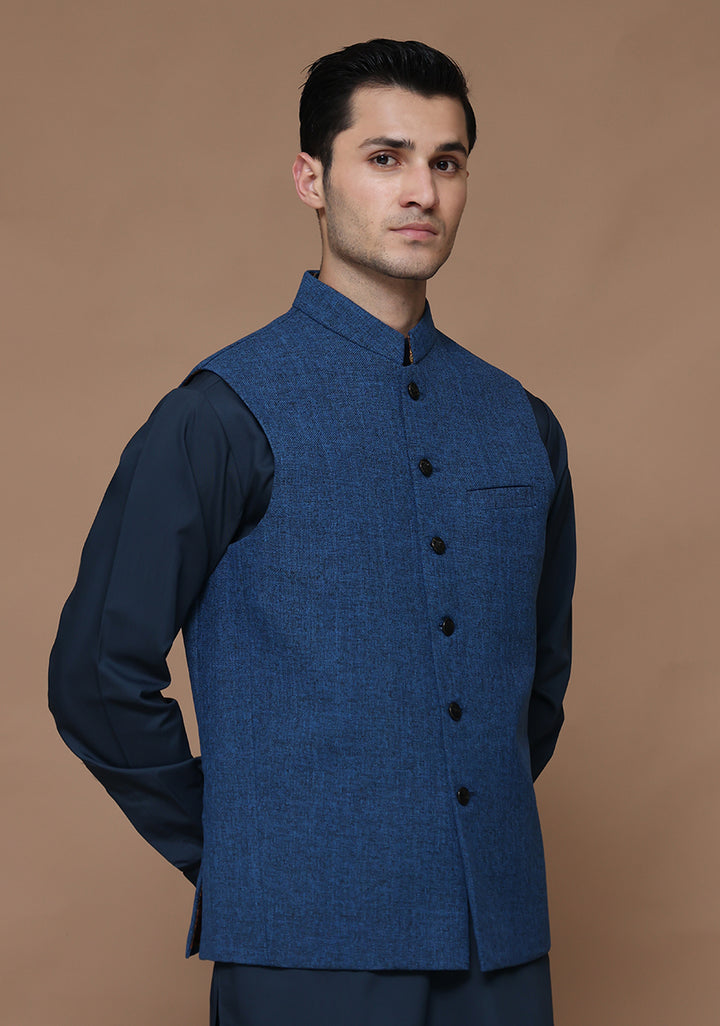 Jute Baleine Blue Traditional Waistcoat