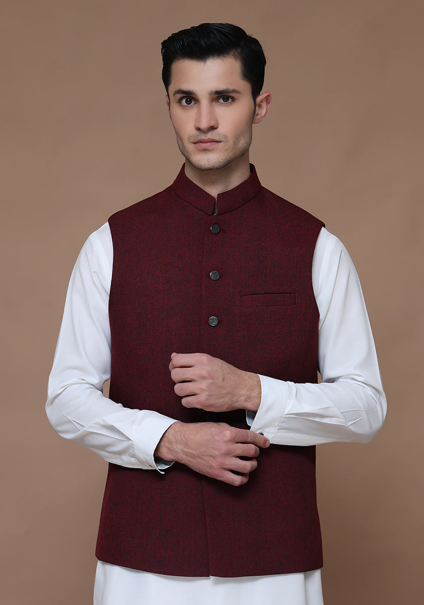 Jute Red Dahlia Traditional Slightly Defected Waistcoat