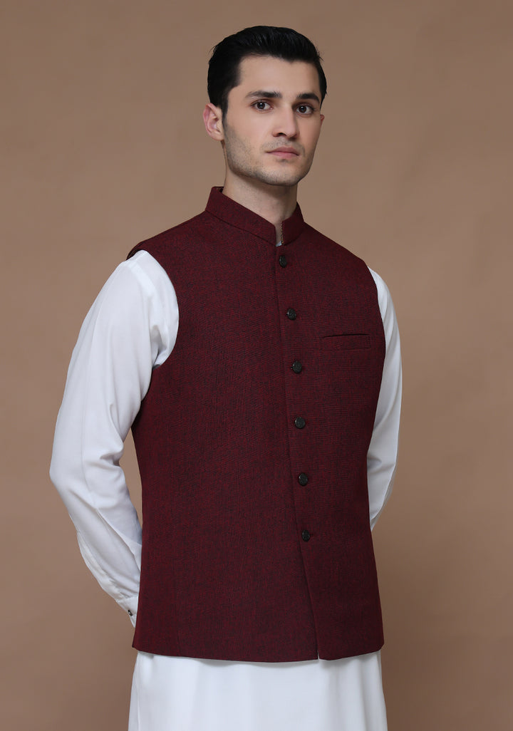 Jute Red Dahlia Traditional Slightly Defected Waistcoat