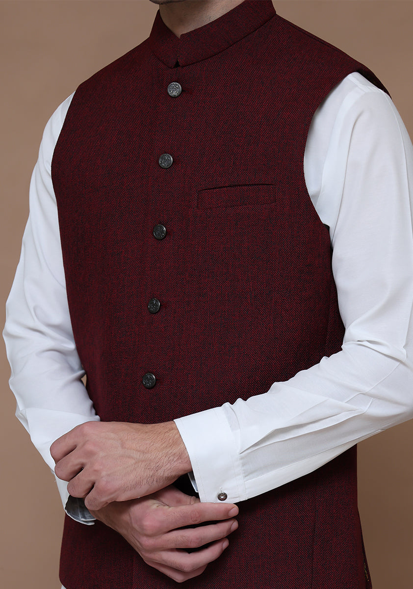 Jute Red Dahlia Traditional Slightly Defected Waistcoat