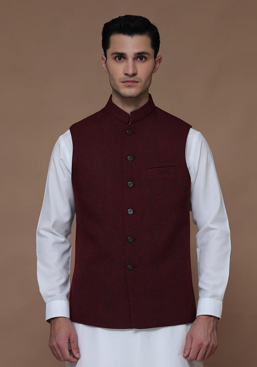 Jute Red Dahlia Traditional Waistcoat