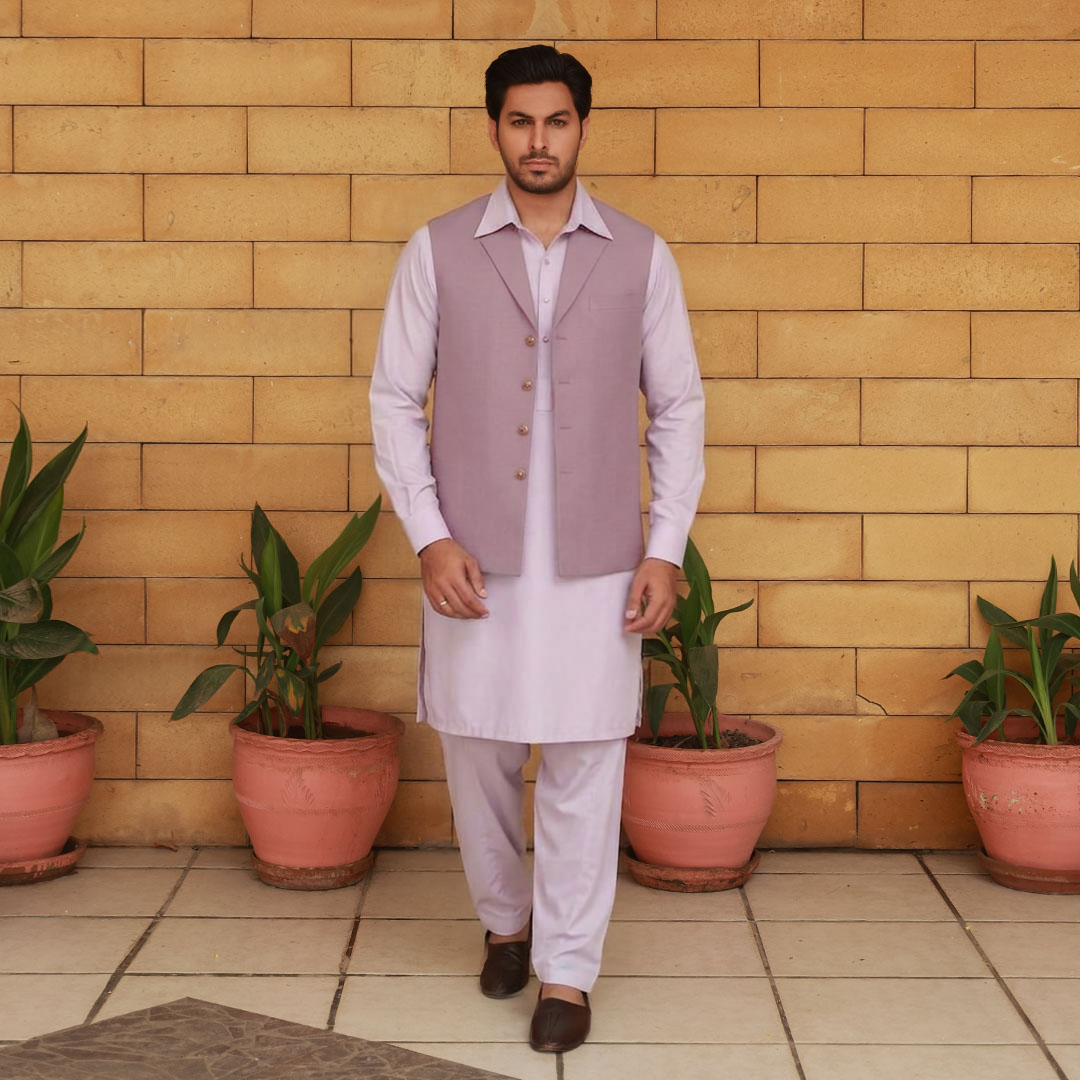 Raw Silk Notch Collar Waistcoat