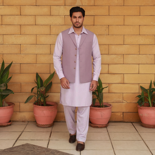 Raw Silk Notch Collar Waistcoat