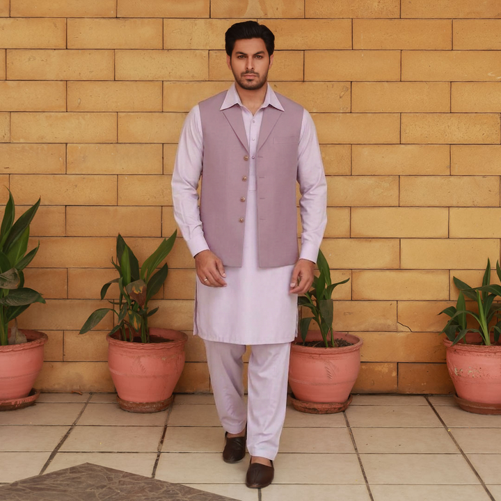Raw Silk Notch Collar Waistcoat