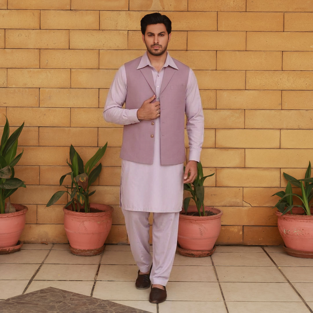 Raw Silk Notch Collar Waistcoat