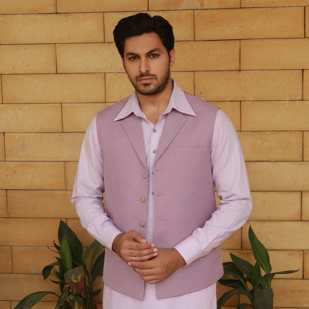 Raw Silk Notch Collar Waistcoat