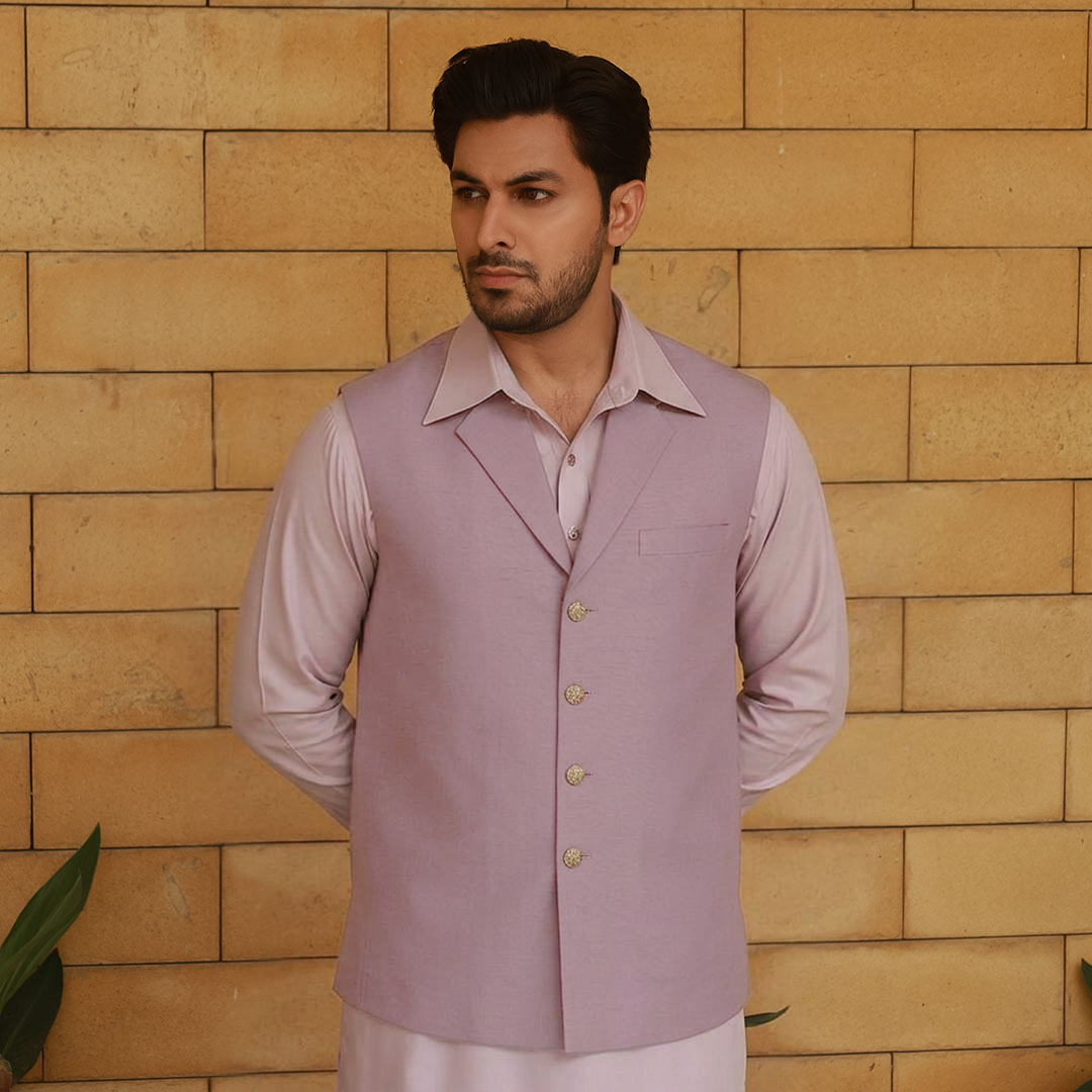 Raw Silk Notch Collar Waistcoat