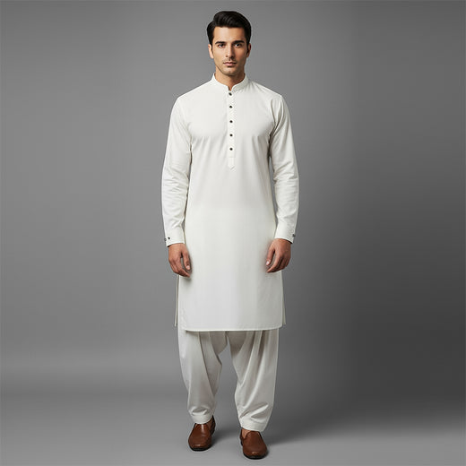 PV Cloud Dancer Classic Fit Plain Kameez Shalwar