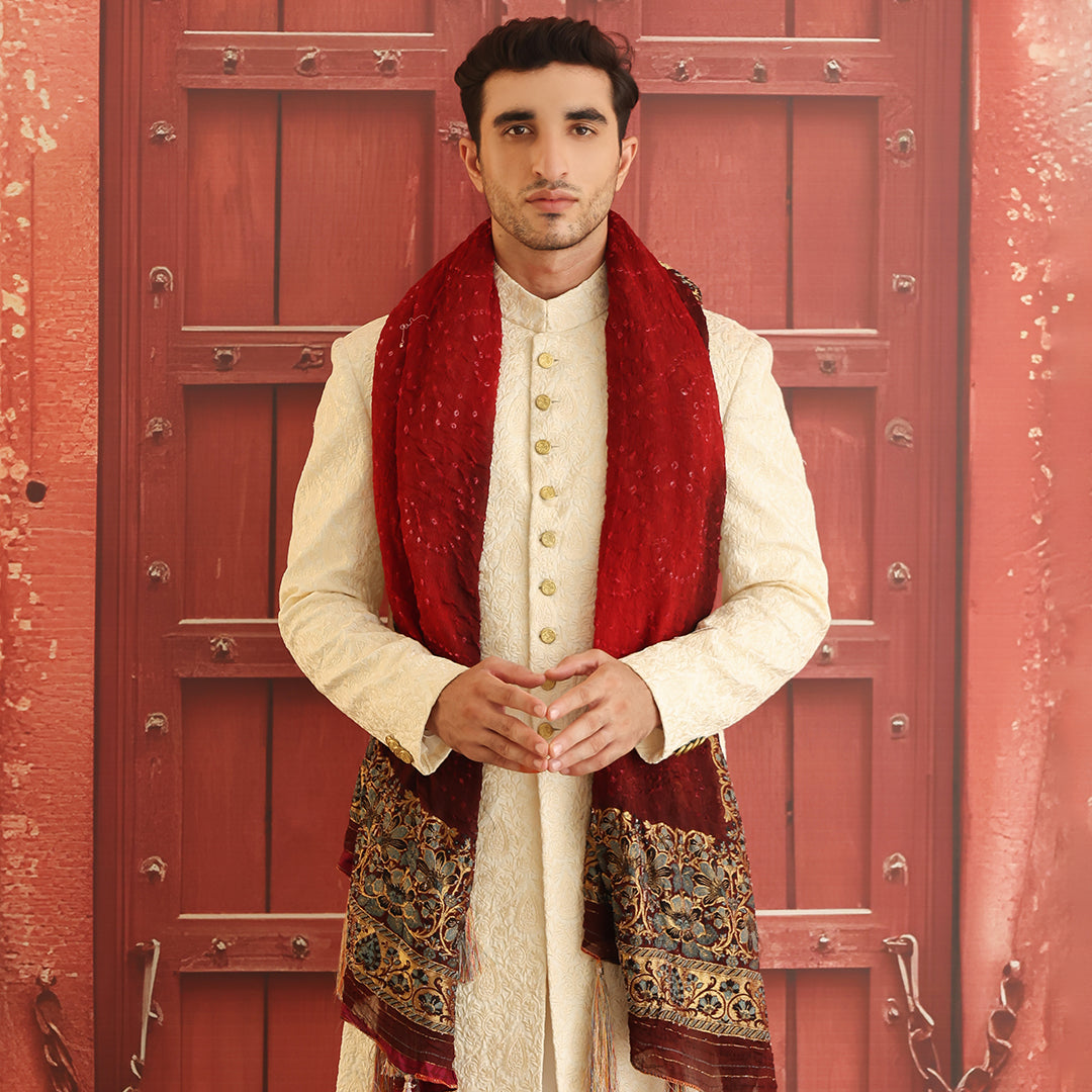 Masoori Red Dahlia Shawl